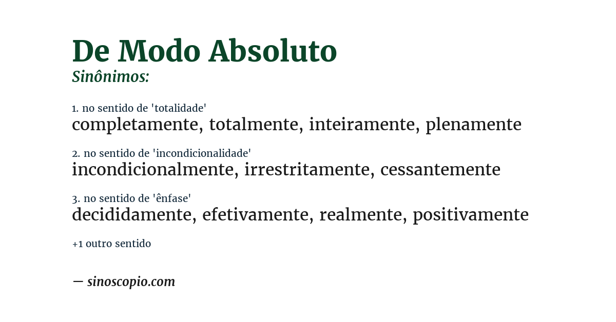 Sinônimo de de modo absoluto