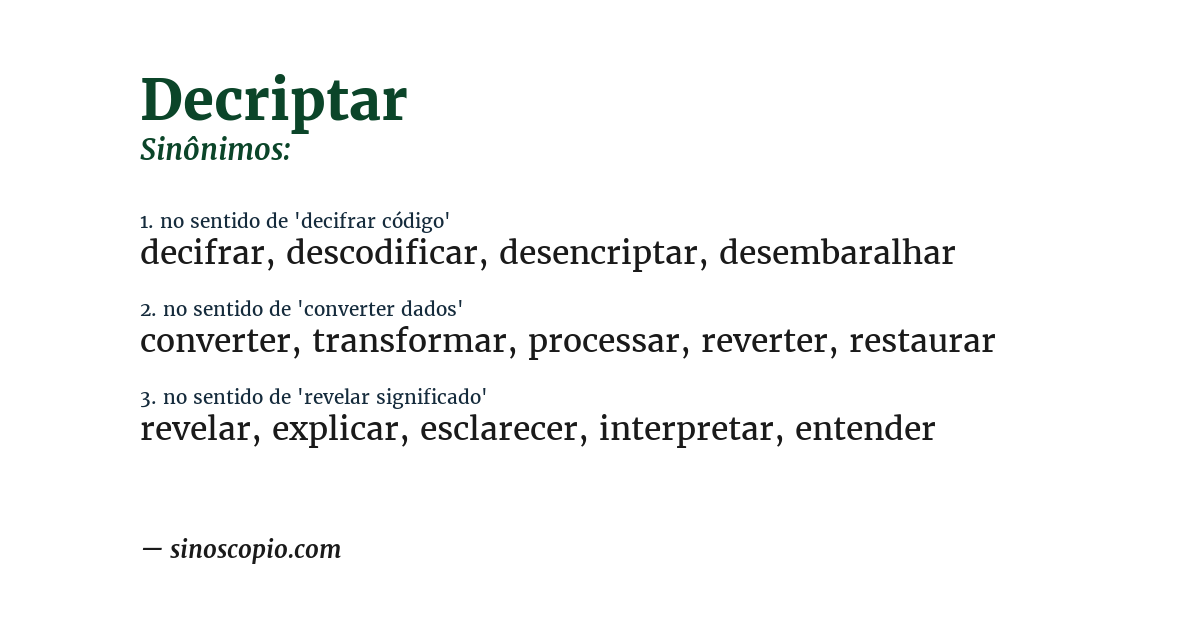 Sinônimo de decriptar
