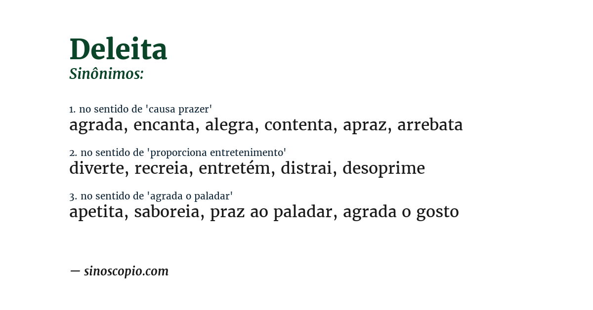 Sinônimo de deleita