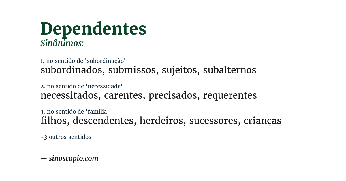 Sinônimo de dependentes