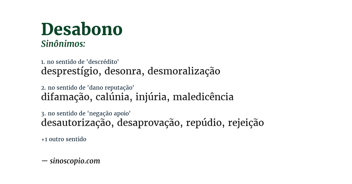 Sinônimo de desabono