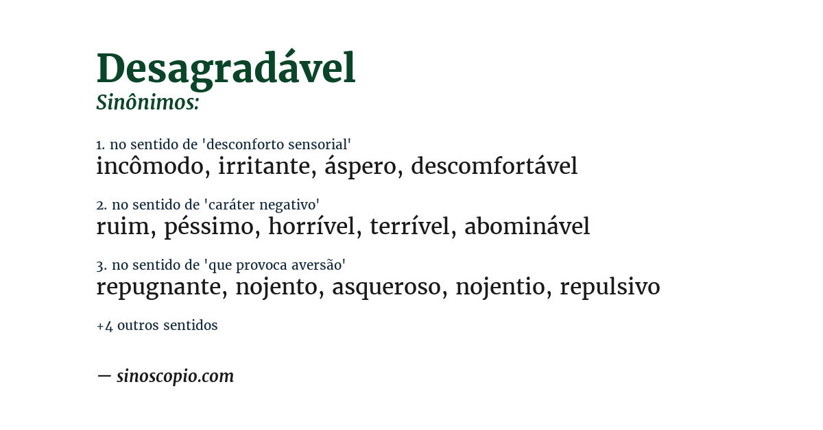 Sinônimo de desagradável