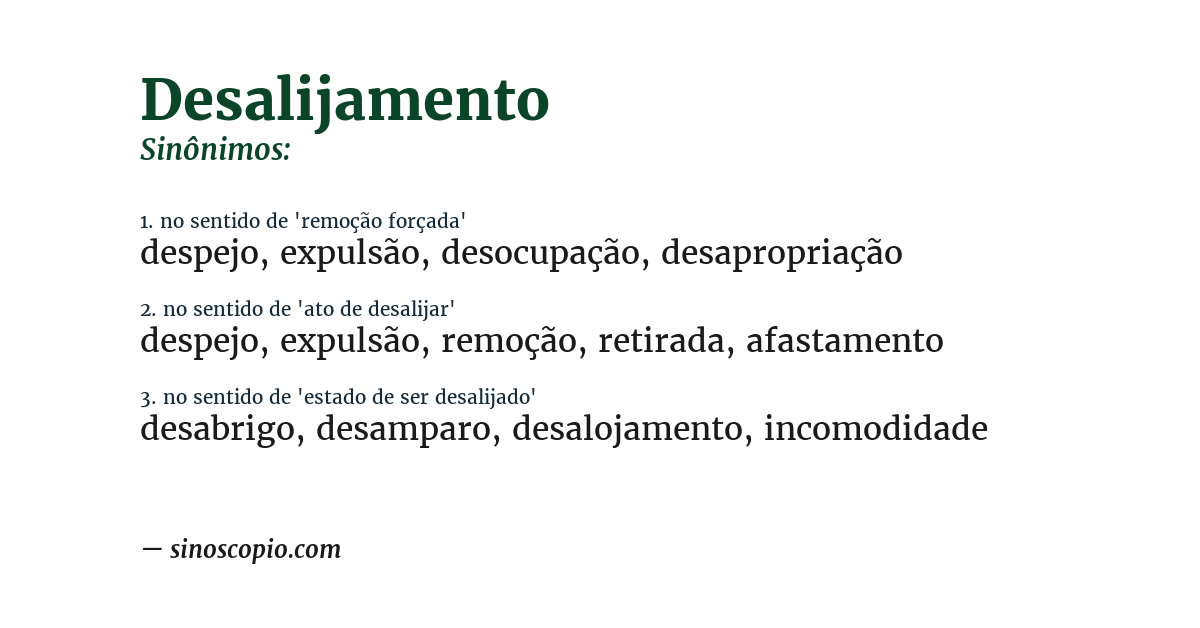 Sinônimo de desalijamento