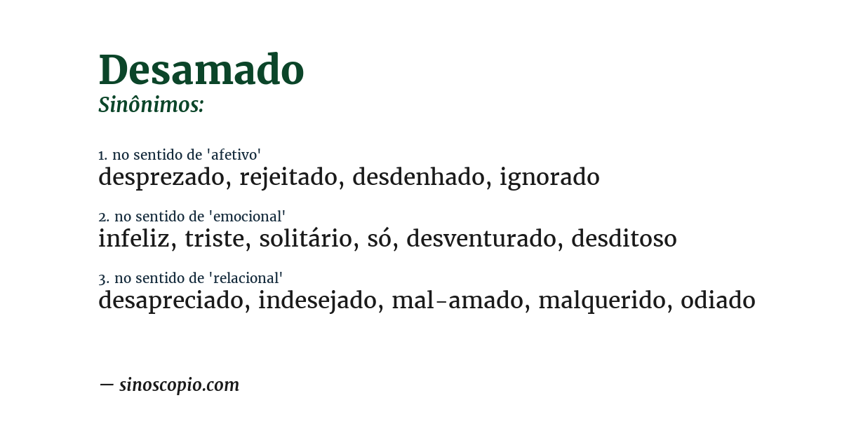 Sinônimo de desamado