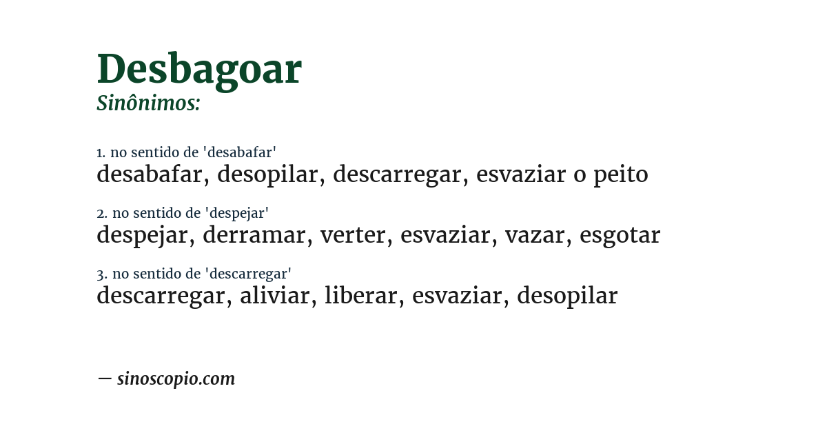 Sinônimo de desbagoar