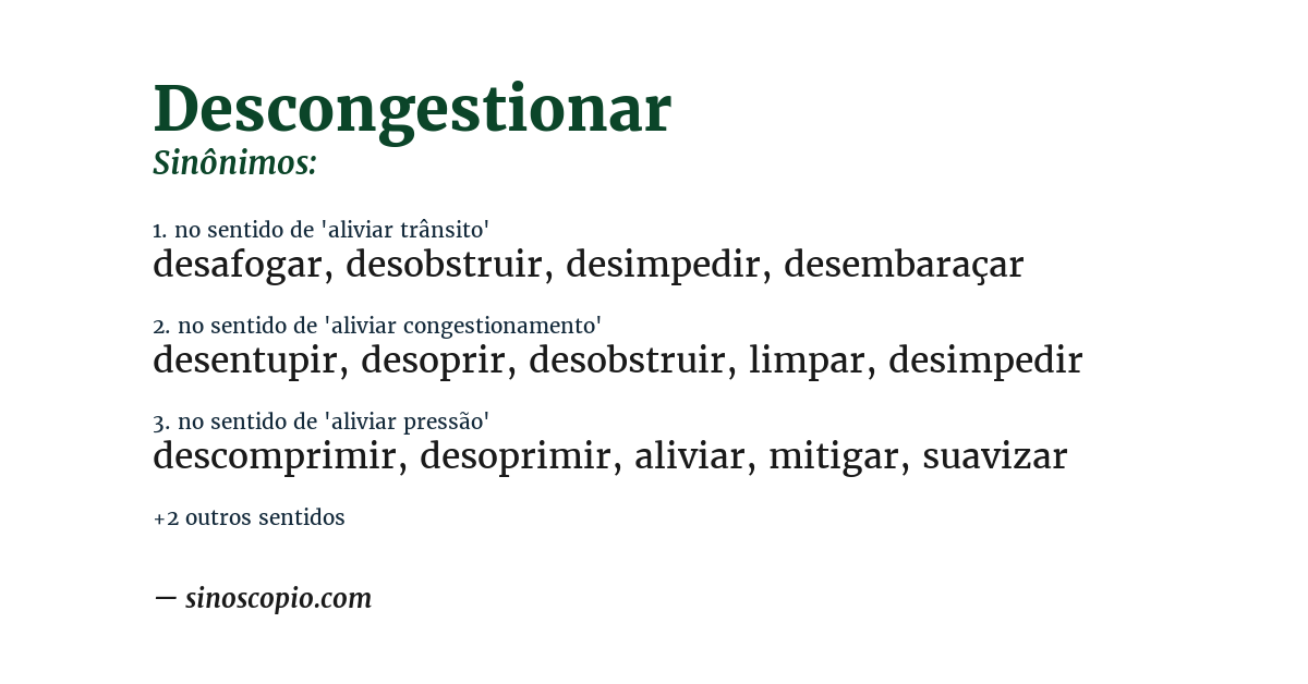 Sinônimo de descongestionar
