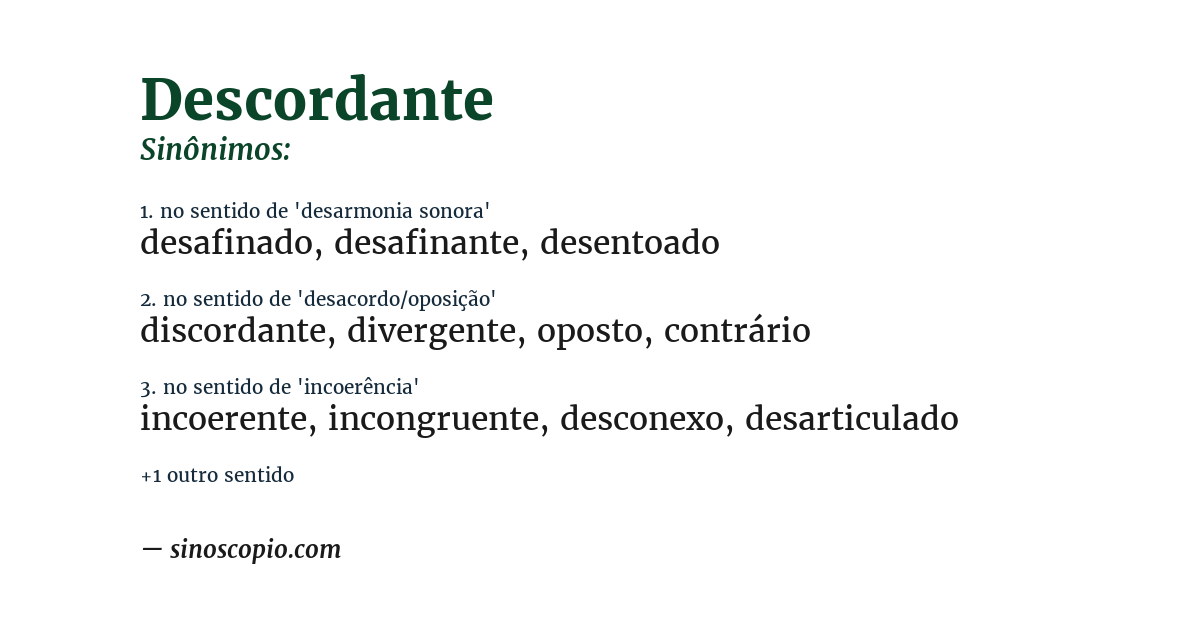 Sinônimo de descordante