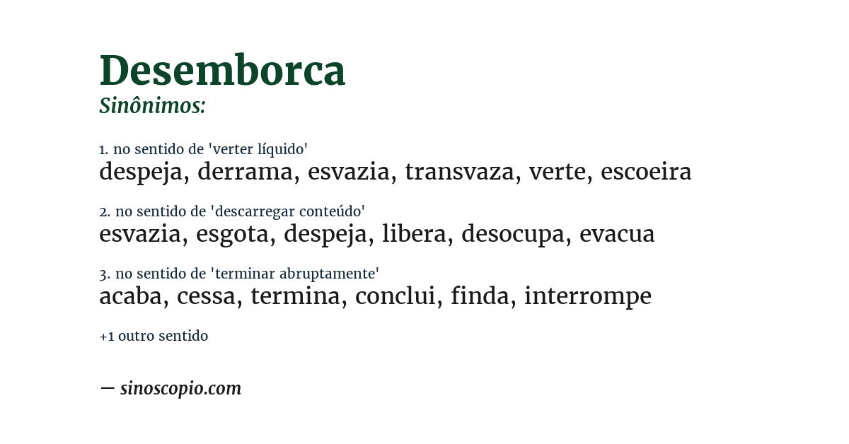 Sinônimo de desemborca
