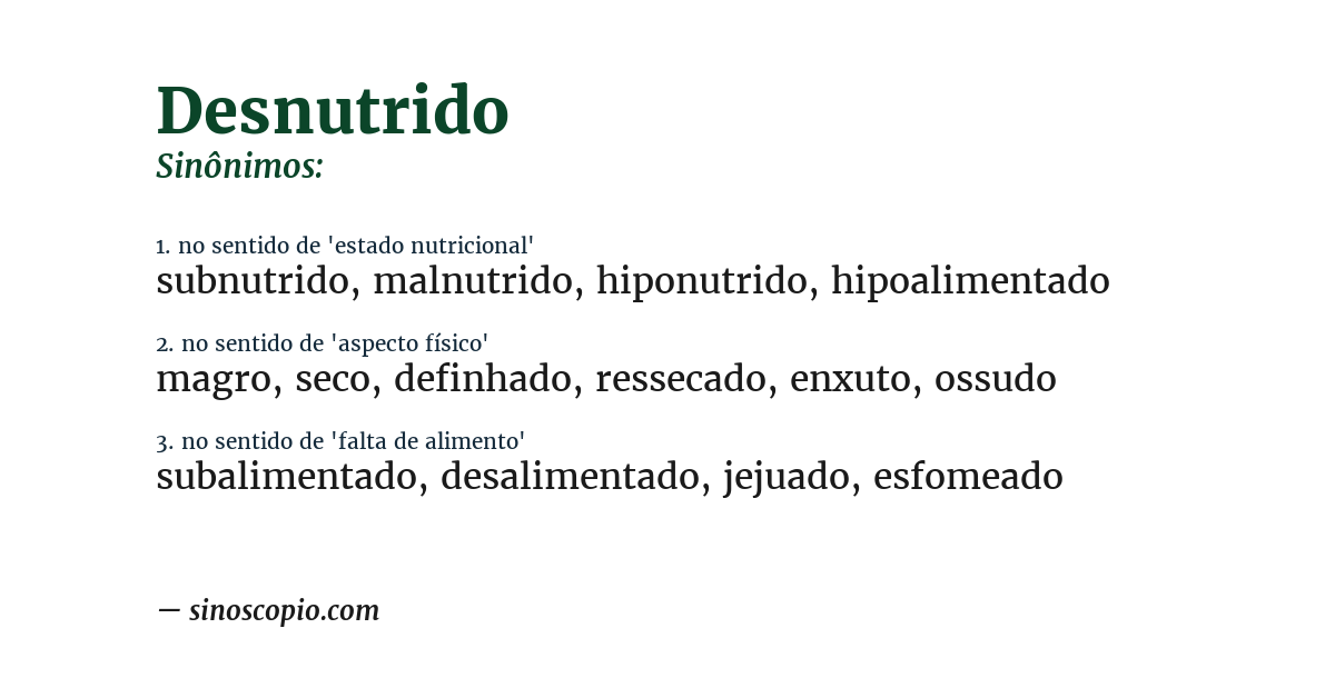 Sinônimo de desnutrido