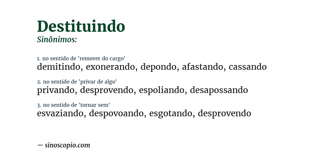 Sinônimo de destituindo