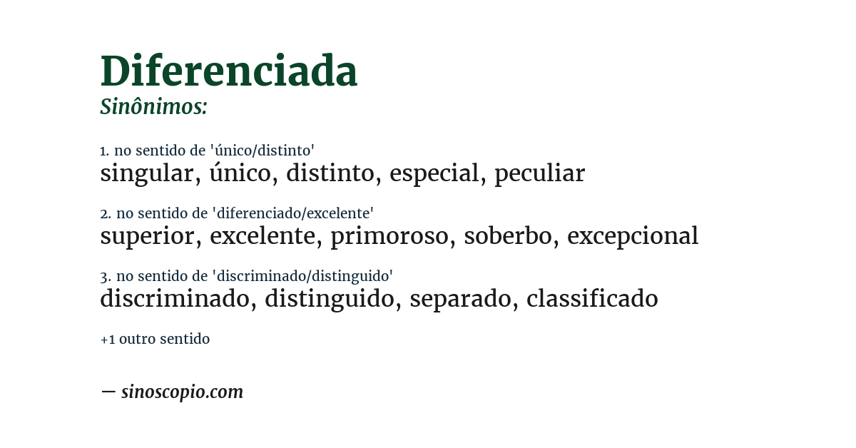 Sinônimo de diferenciada