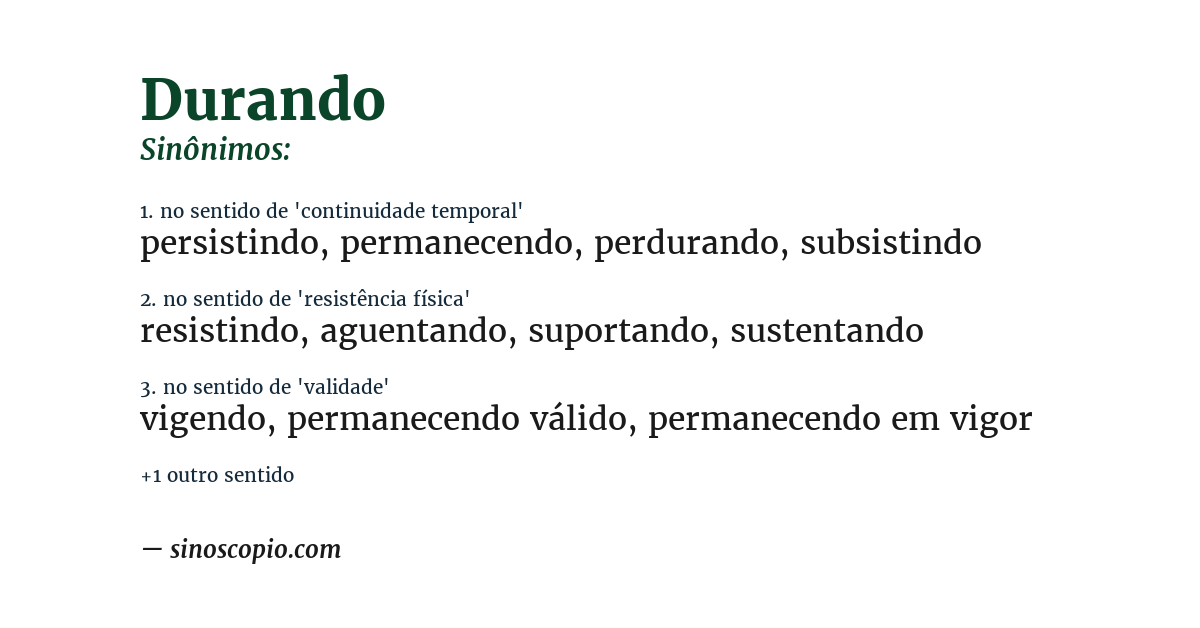 Sinônimo de durando