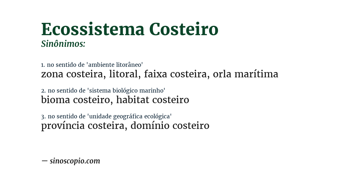 Sinônimo de ecossistema costeiro