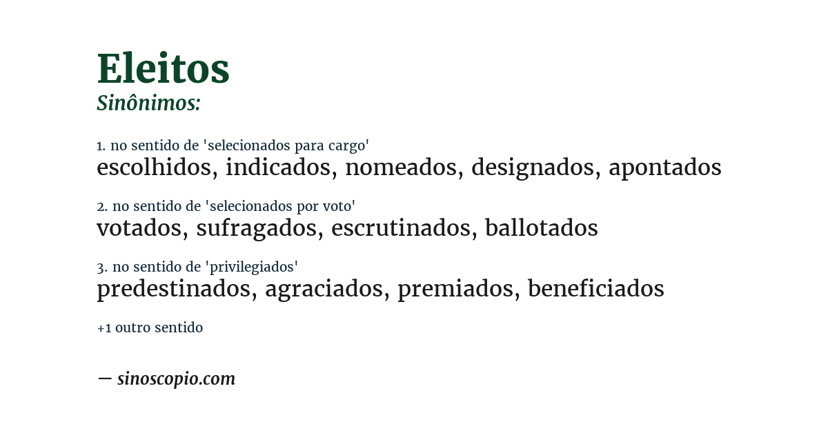 Sinônimo de eleitos