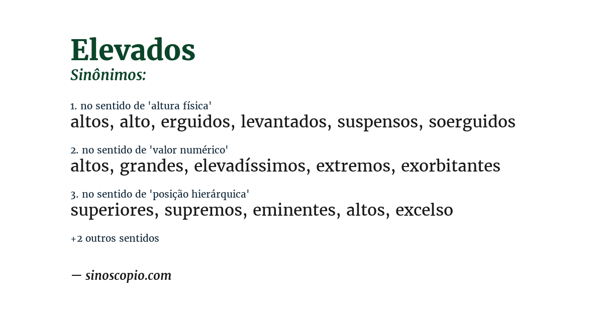 Sinônimo de elevados