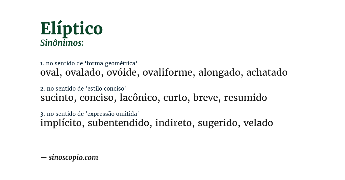 Sinônimo de elíptico