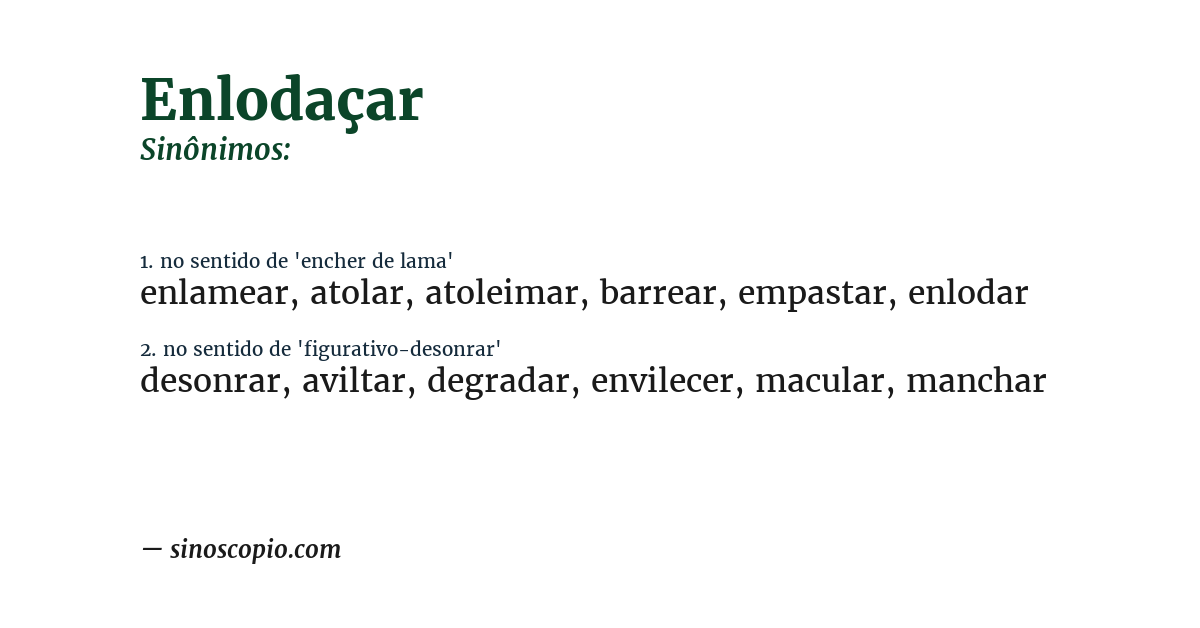 Sinônimo de enlodaçar