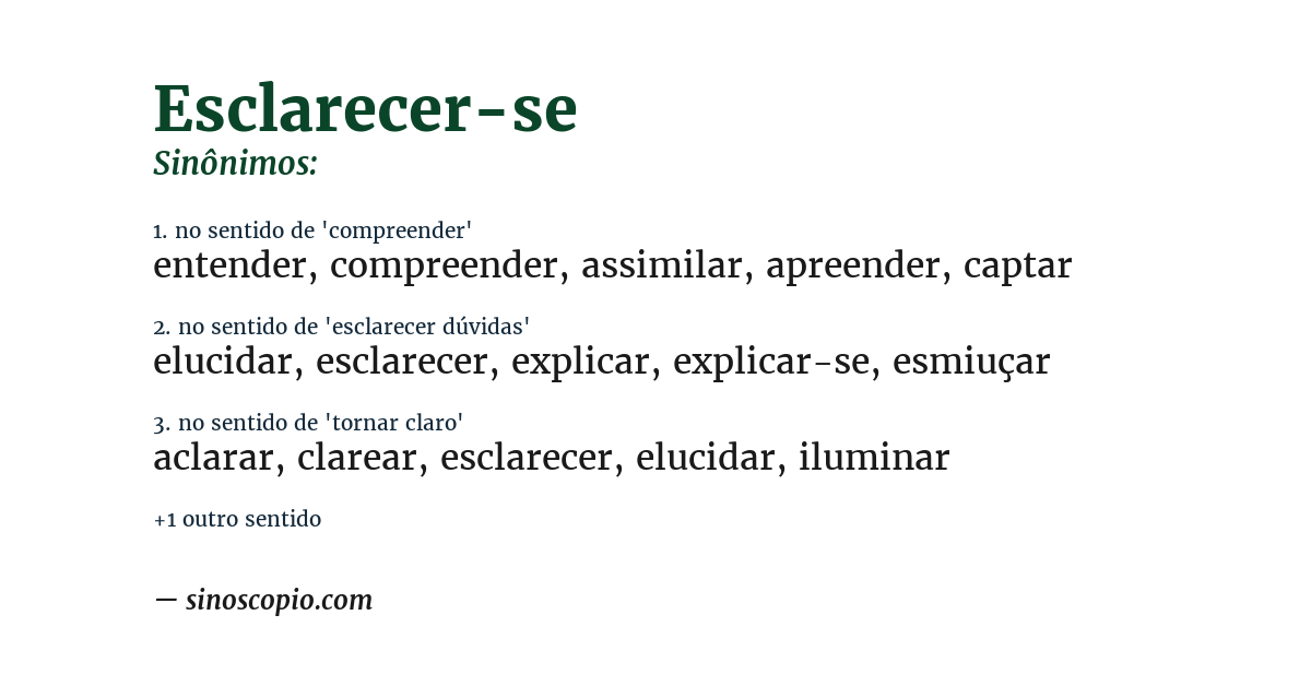 Sinônimo de esclarecer-se