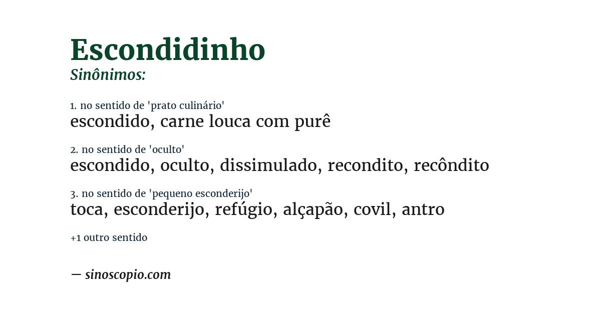 Sinônimo de escondidinho