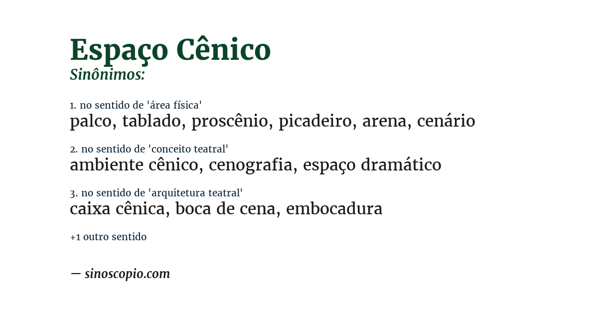 Sinônimo de espaço cênico