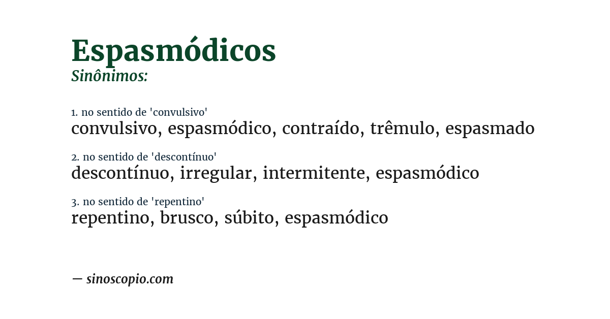 Sinônimo de espasmódicos