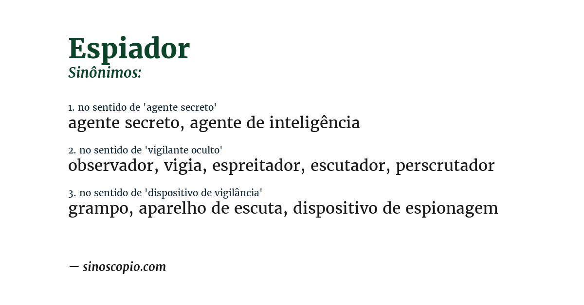 Sinônimo de espiador