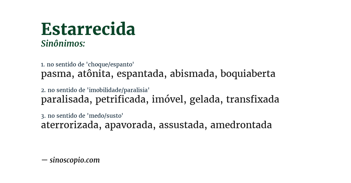 Sinônimo de estarrecida