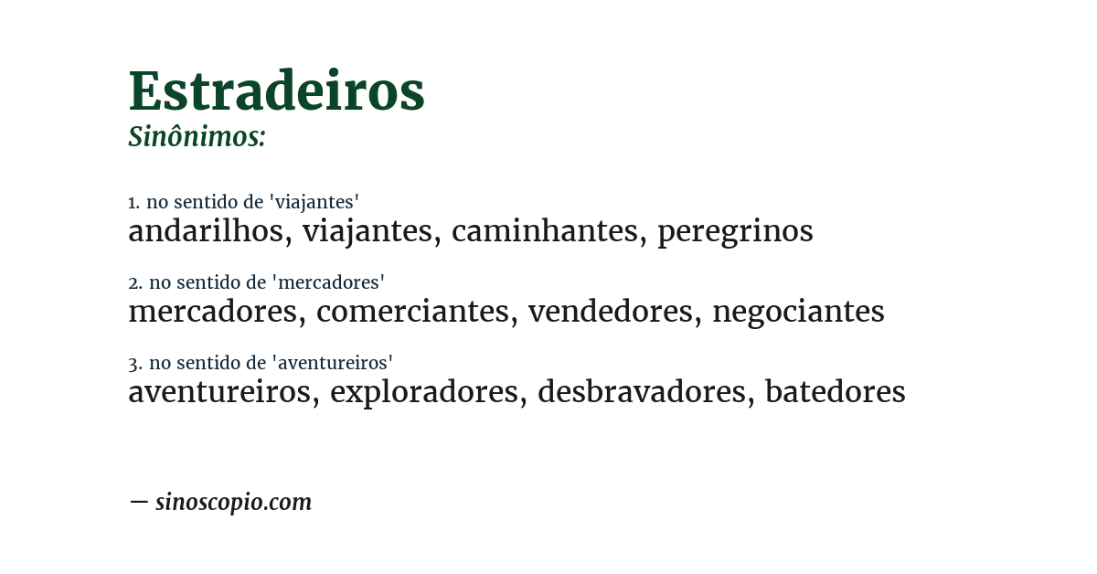 Sinônimo de estradeiros
