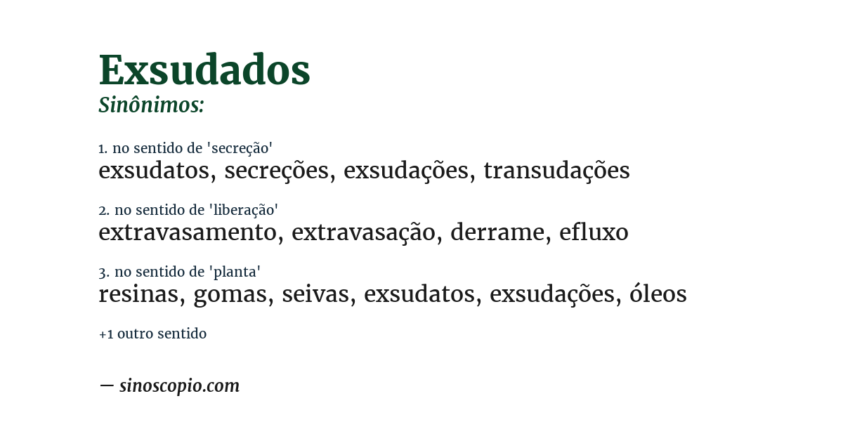 Sinônimo de exsudados