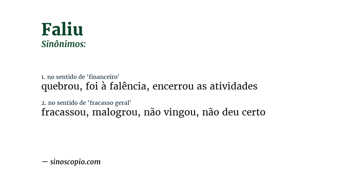 Sinônimo de faliu