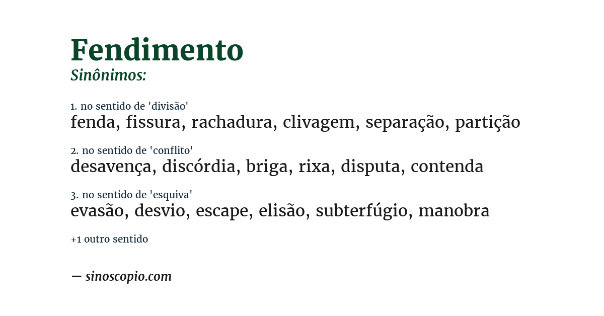 Sinônimo de fendimento