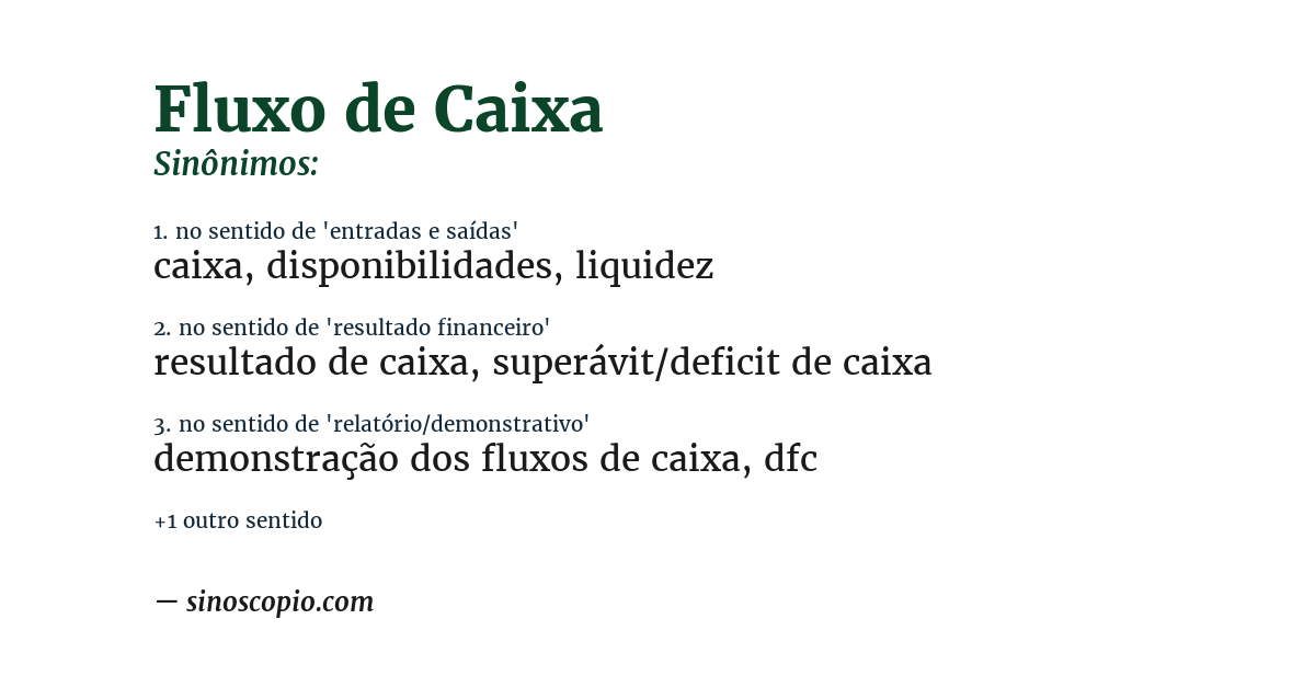 Sinônimo de fluxo de caixa