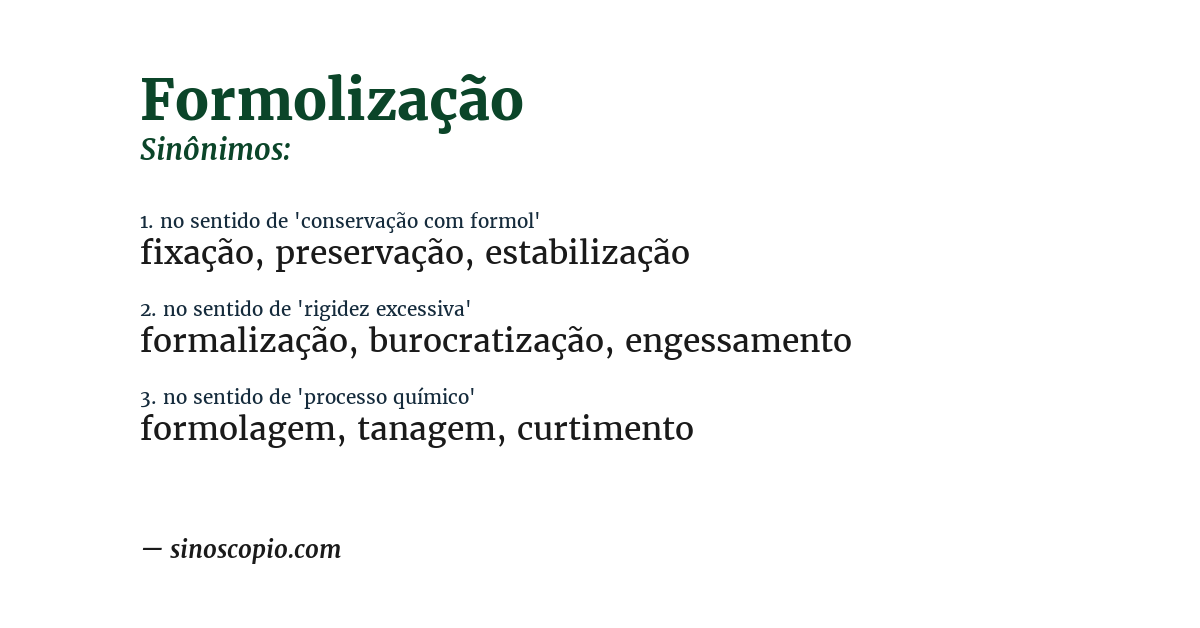 Sinônimo de formolização