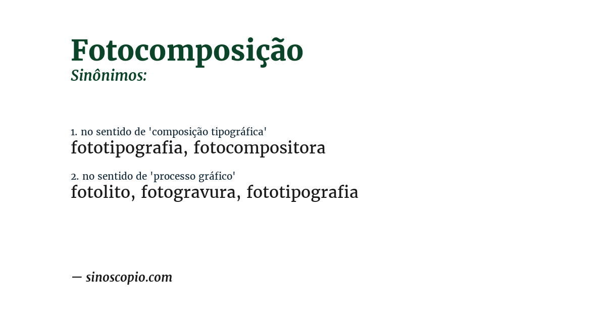 Sinônimo de fotocomposição