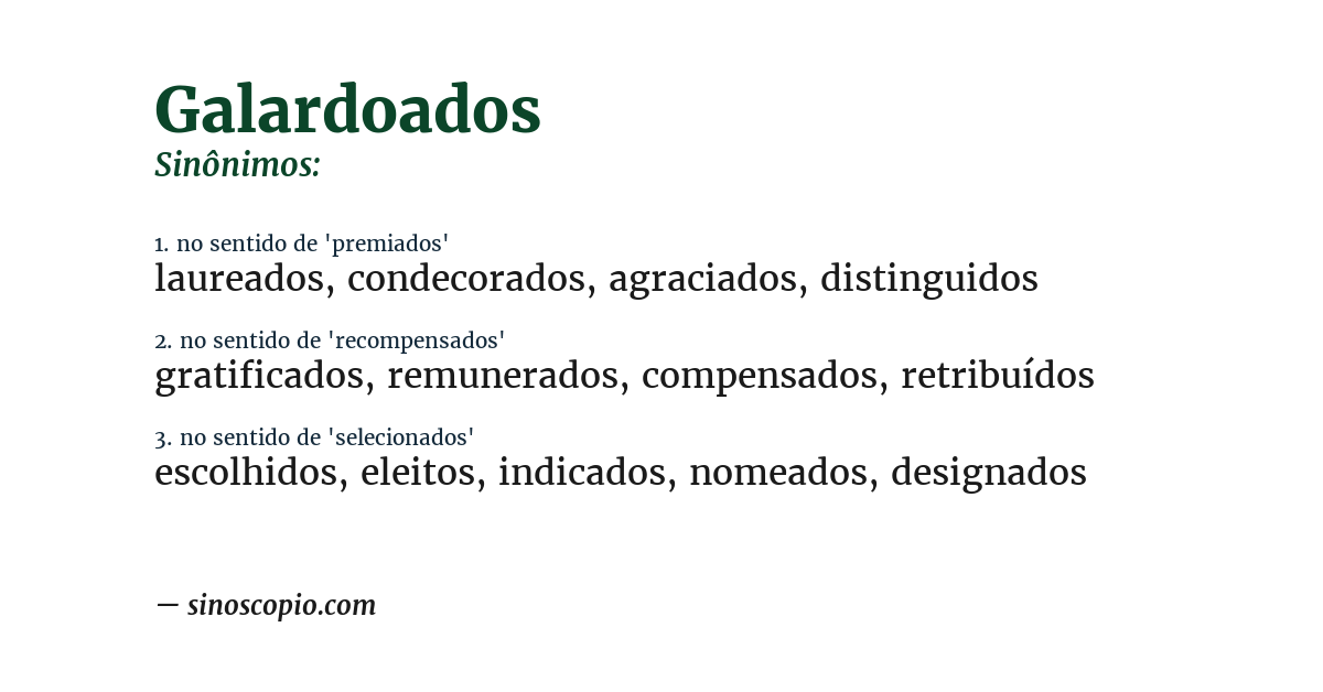 Sinônimo de galardoados