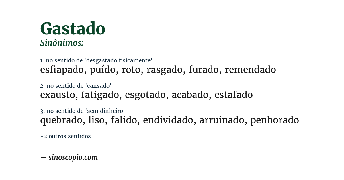 Sinônimo de gastado