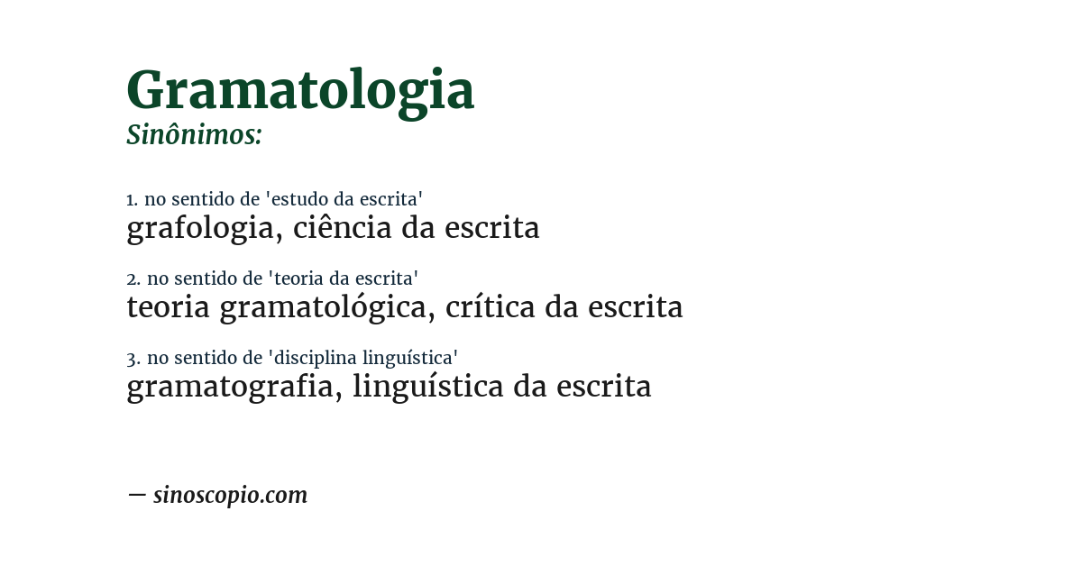 Sinônimo de gramatologia
