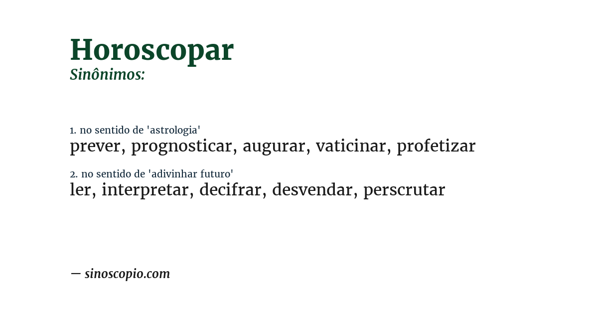 Sinônimo de horoscopar