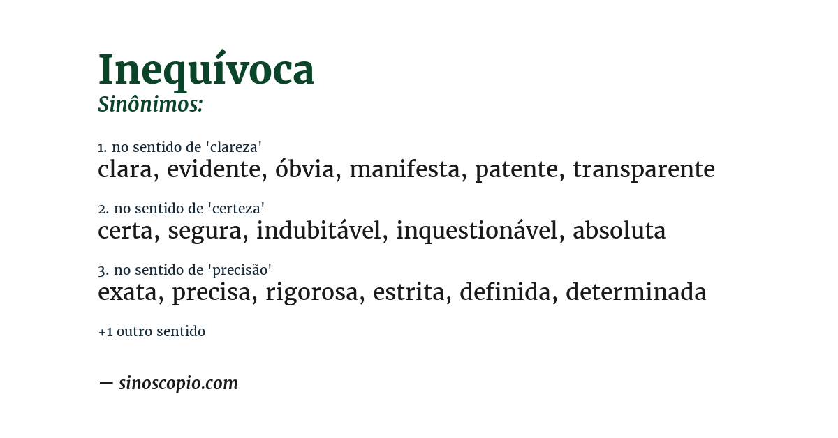 Sinônimo de inequívoca