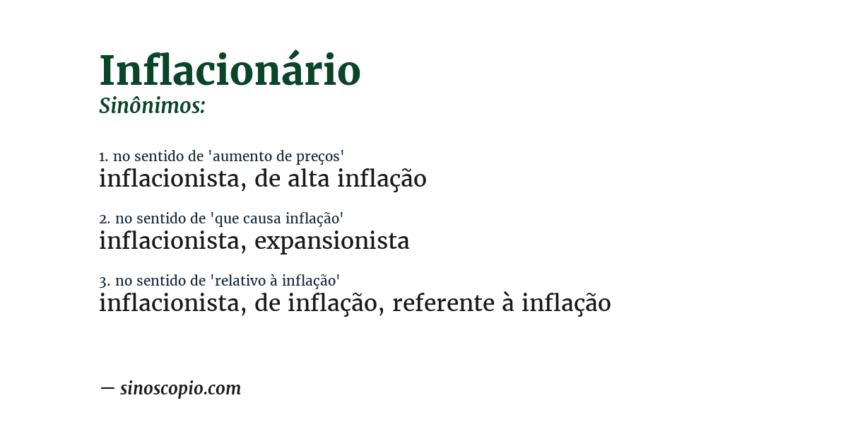 Sinônimo de inflacionário