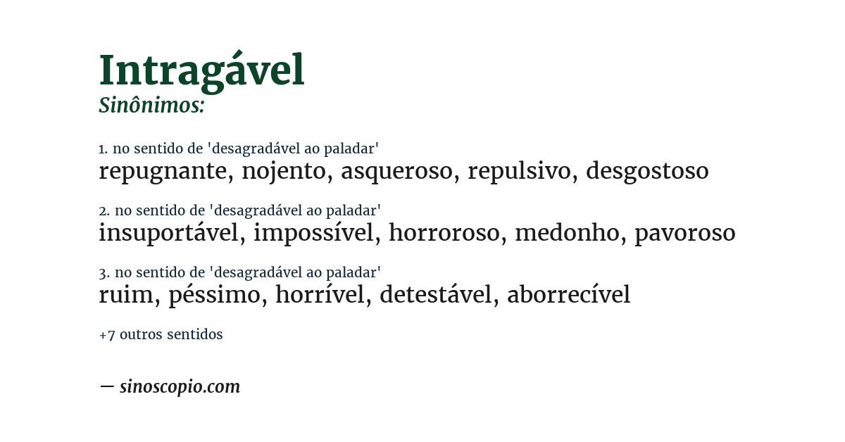 Sinônimo de intragável
