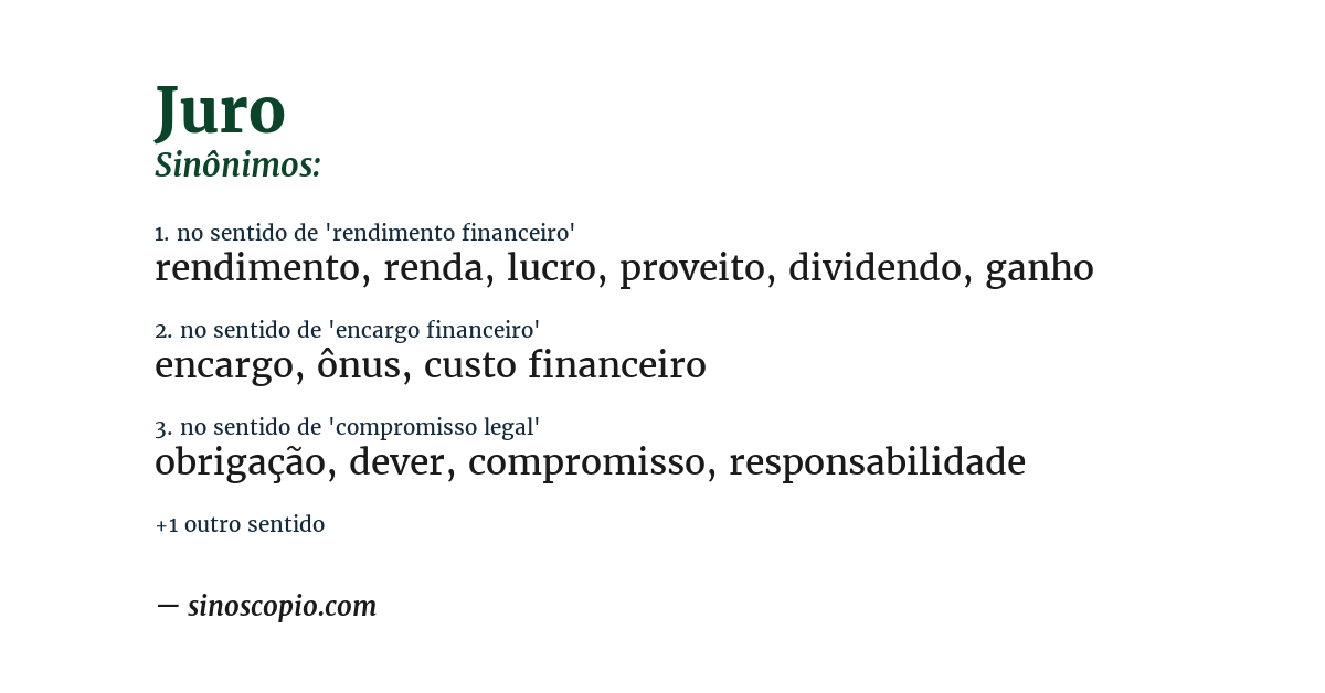 Sinônimo de juro
