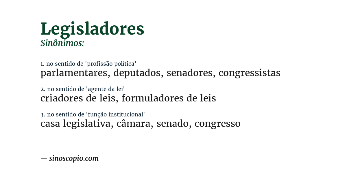 Sinônimo de legisladores