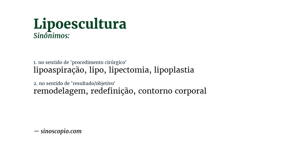 Sinônimo de lipoescultura