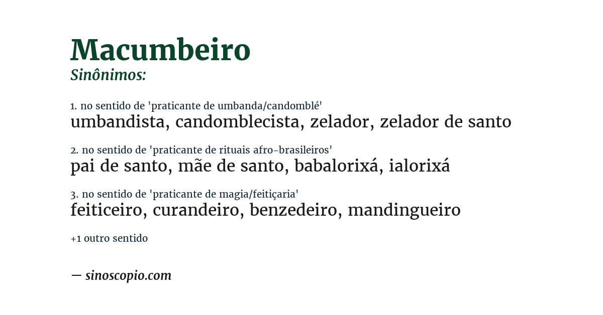 Sinônimo de macumbeiro