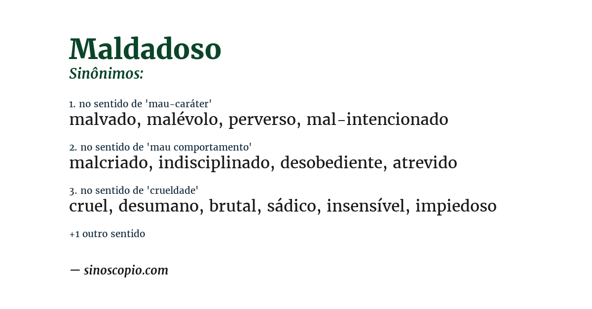 Sinônimo de maldadoso