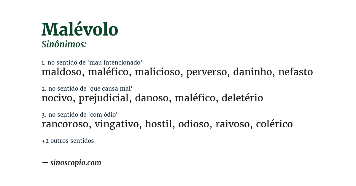 Sinônimo de malévolo