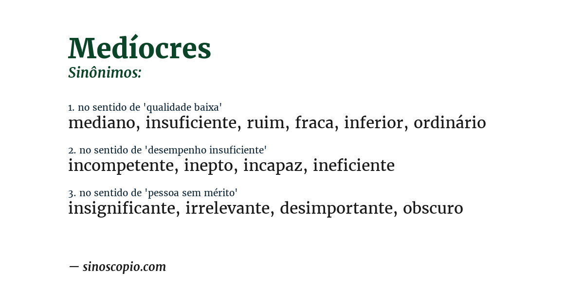 Sinônimo de medíocres
