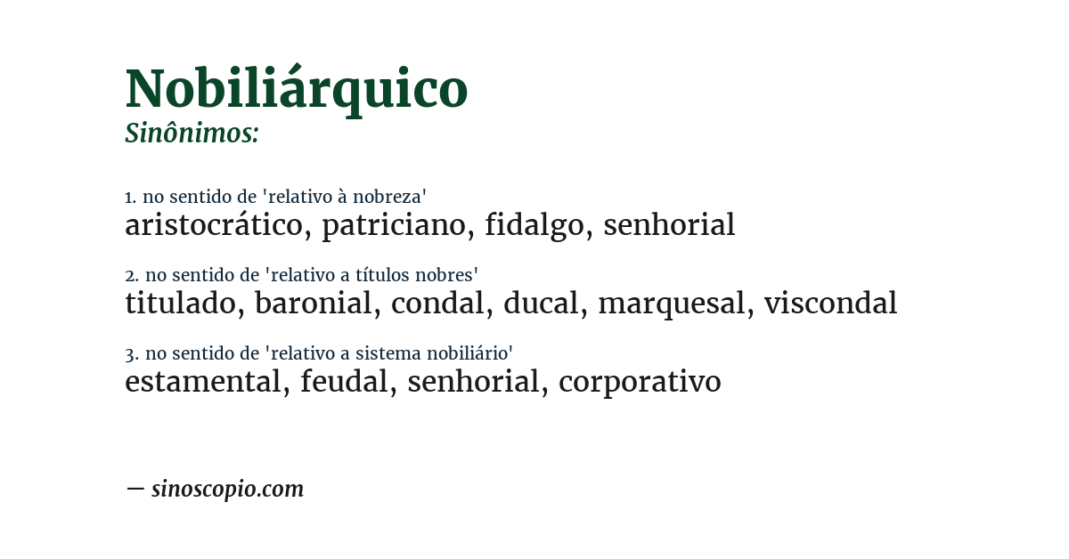 Sinônimo de nobiliárquico