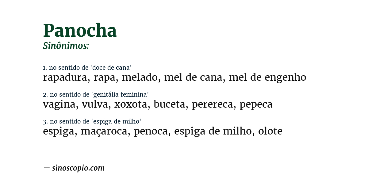 Sinônimo de panocha